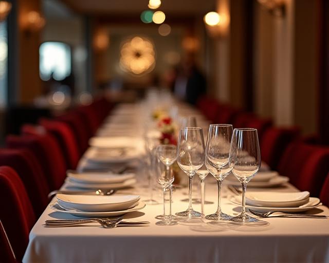 Tavola imbandita in un ristorante italiano di lusso a Roma